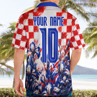 Personalized Croatia Marten Soccer 2026 Hawaiian Shirt Football Grunge Checkerboard Croatian Iris Floral