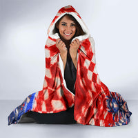 Personalized Croatia Marten Soccer 2026 Hooded Blanket Football Grunge Checkerboard Croatian Iris Floral