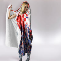 Personalized Croatia Marten Soccer 2026 Hooded Blanket Football Grunge Checkerboard Croatian Iris Floral