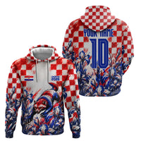 Personalized Croatia Marten Soccer 2026 Hoodie Football Grunge Checkerboard Croatian Iris Floral