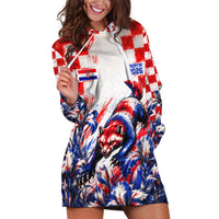 Personalized Croatia Marten Soccer 2026 Hoodie Dress Football Grunge Checkerboard Croatian Iris Floral