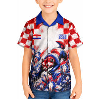 Personalized Croatia Marten Soccer 2026 Kid Hawaiian Shirt Football Grunge Checkerboard Croatian Iris Floral