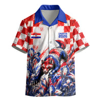 Personalized Croatia Marten Soccer 2026 Kid Hawaiian Shirt Football Grunge Checkerboard Croatian Iris Floral
