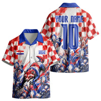 Personalized Croatia Marten Soccer 2026 Kid Hawaiian Shirt Football Grunge Checkerboard Croatian Iris Floral