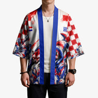 Personalized Croatia Marten Soccer 2026 Kimono Football Grunge Checkerboard Croatian Iris Floral