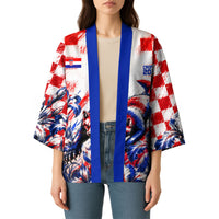 Personalized Croatia Marten Soccer 2026 Kimono Football Grunge Checkerboard Croatian Iris Floral