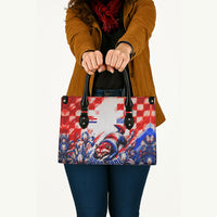 Personalized Croatia Marten Soccer 2026 Leather Bag Football Grunge Checkerboard Croatian Iris Floral