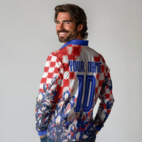 Personalized Croatia Marten Soccer 2026 Long Sleeve Polo Shirt Football Grunge Checkerboard Croatian Iris Floral