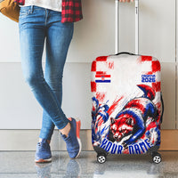 Personalized Croatia Marten Soccer 2026 Luggage Cover Football Grunge Checkerboard Croatian Iris Floral