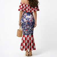 Personalized Croatia Marten Soccer 2026 Mermaid Dress Football Grunge Checkerboard Croatian Iris Floral
