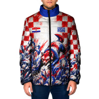 Personalized Croatia Marten Soccer 2026 Padded Jacket Football Grunge Checkerboard Croatian Iris Floral