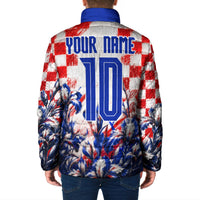 Personalized Croatia Marten Soccer 2026 Padded Jacket Football Grunge Checkerboard Croatian Iris Floral