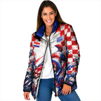 Personalized Croatia Marten Soccer 2026 Padded Jacket Football Grunge Checkerboard Croatian Iris Floral