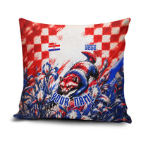 Personalized Croatia Marten Soccer 2026 Pillow Cover Football Grunge Checkerboard Croatian Iris Floral