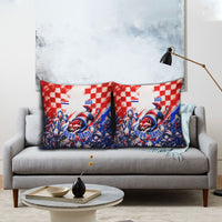 Personalized Croatia Marten Soccer 2026 Pillow Cover Football Grunge Checkerboard Croatian Iris Floral