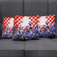 Personalized Croatia Marten Soccer 2026 Pillow Cover Football Grunge Checkerboard Croatian Iris Floral
