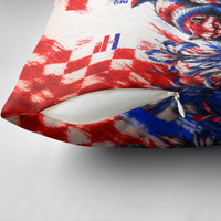 Personalized Croatia Marten Soccer 2026 Pillow Cover Football Grunge Checkerboard Croatian Iris Floral