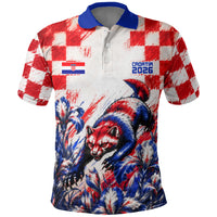 Personalized Croatia Marten Soccer 2026 Polo Shirt Football Grunge Checkerboard Croatian Iris Floral