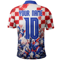 Personalized Croatia Marten Soccer 2026 Polo Shirt Football Grunge Checkerboard Croatian Iris Floral