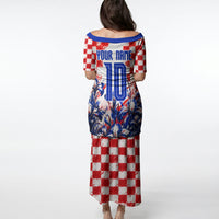 Personalized Croatia Marten Soccer 2026 Puletasi Football Grunge Checkerboard Croatian Iris Floral