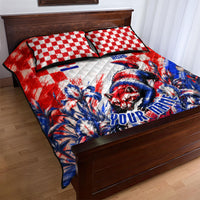 Personalized Croatia Marten Soccer 2026 Quilt Bed Set Football Grunge Checkerboard Croatian Iris Floral