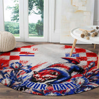 Personalized Croatia Marten Soccer 2026 Round Carpet Football Grunge Checkerboard Croatian Iris Floral