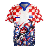 Personalized Croatia Marten Soccer 2026 Rugby Jersey Football Grunge Checkerboard Croatian Iris Floral