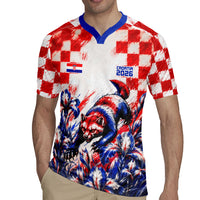 Personalized Croatia Marten Soccer 2026 Rugby Jersey Football Grunge Checkerboard Croatian Iris Floral