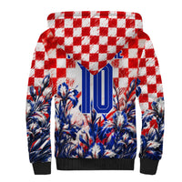 Personalized Croatia Marten Soccer 2026 Sherpa Hoodie Football Grunge Checkerboard Croatian Iris Floral