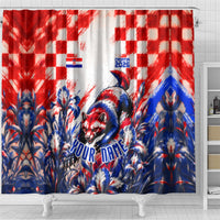 Personalized Croatia Marten Soccer 2026 Shower Curtain Football Grunge Checkerboard Croatian Iris Floral