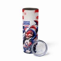 Personalized Croatia Marten Soccer 2026 Skinny Tumbler Football Grunge Checkerboard Croatian Iris Floral