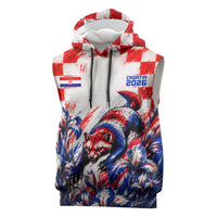 Personalized Croatia Marten Soccer 2026 Sleeveless Hoodie Football Grunge Checkerboard Croatian Iris Floral