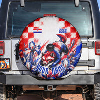 Personalized Croatia Marten Soccer 2026 Spare Tire Cover Football Grunge Checkerboard Croatian Iris Floral