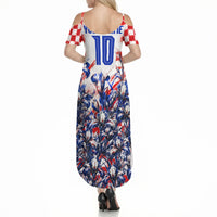Personalized Croatia Marten Soccer 2026 Summer Maxi Dress Football Grunge Checkerboard Croatian Iris Floral