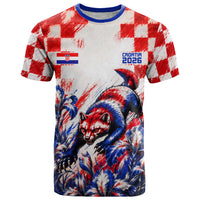Personalized Croatia Marten Soccer 2026 T Shirt Football Grunge Checkerboard Croatian Iris Floral