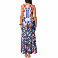 Personalized Croatia Marten Soccer 2026 Tank Maxi Dress Football Grunge Checkerboard Croatian Iris Floral