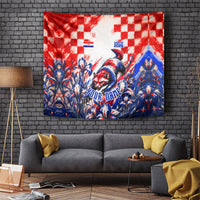 Personalized Croatia Marten Soccer 2026 Tapestry Football Grunge Checkerboard Croatian Iris Floral