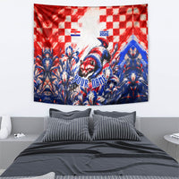 Personalized Croatia Marten Soccer 2026 Tapestry Football Grunge Checkerboard Croatian Iris Floral
