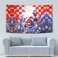 Personalized Croatia Marten Soccer 2026 Tapestry Football Grunge Checkerboard Croatian Iris Floral