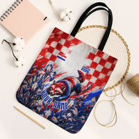 Personalized Croatia Marten Soccer 2026 Tote Bag Football Grunge Checkerboard Croatian Iris Floral