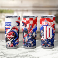 Personalized Croatia Marten Soccer 2026 Tumbler Cup Football Grunge Checkerboard Croatian Iris Floral