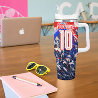 Personalized Croatia Marten Soccer 2026 Tumbler With Handle Football Grunge Checkerboard Croatian Iris Floral