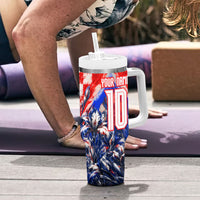 Personalized Croatia Marten Soccer 2026 Tumbler With Handle Football Grunge Checkerboard Croatian Iris Floral