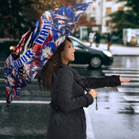 Personalized Croatia Marten Soccer 2026 Umbrella Football Grunge Checkerboard Croatian Iris Floral