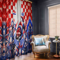 Personalized Croatia Marten Soccer 2026 Window Curtain Football Grunge Checkerboard Croatian Iris Floral