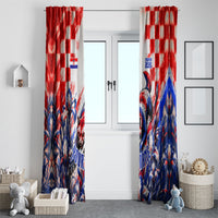Personalized Croatia Marten Soccer 2026 Window Curtain Football Grunge Checkerboard Croatian Iris Floral