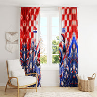 Personalized Croatia Marten Soccer 2026 Window Curtain Football Grunge Checkerboard Croatian Iris Floral