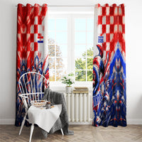 Personalized Croatia Marten Soccer 2026 Window Curtain Football Grunge Checkerboard Croatian Iris Floral