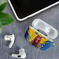 Personalized Sweden Dala Horse Soccer AirPods Case Grunge Swedish Flag Cheering Fans Floral