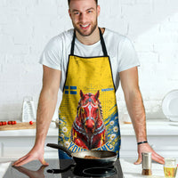 Personalized Sweden Dala Horse Soccer Apron Grunge Swedish Flag Cheering Fans Floral